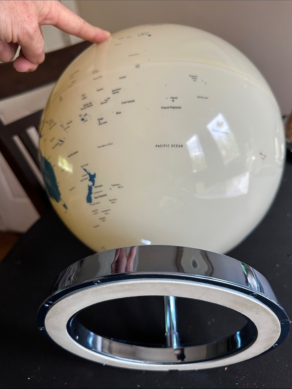 Waypoint Geographic Blue and Cream 12” round spinning World Globe Accent - Picture 4 of 4